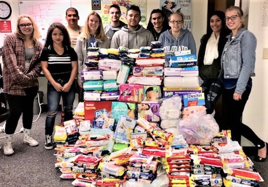 CHS Honors Government class showing the accomplishment of the Diaper Drive through the support of the Carson City community.