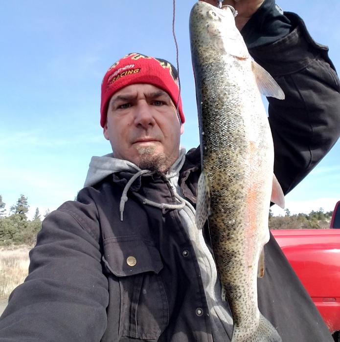 Ward MacMonagle of Minden Minden caught a nice 2.5 pound rainbow near the dam at Indian Creek Reservoir.