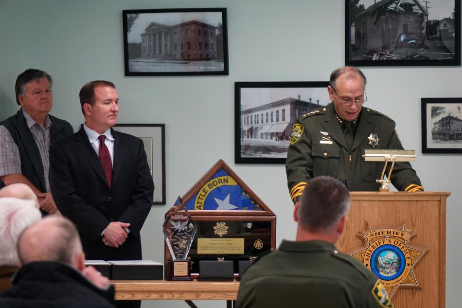 from left: Jerome Tushbant, Carson City Sheriff Kenny Furlong
