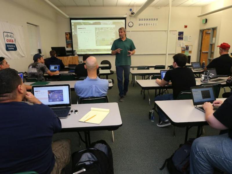 Instructor Dave Riske teaches a Computer Information Technology class at Western Nevada College in Carson City.