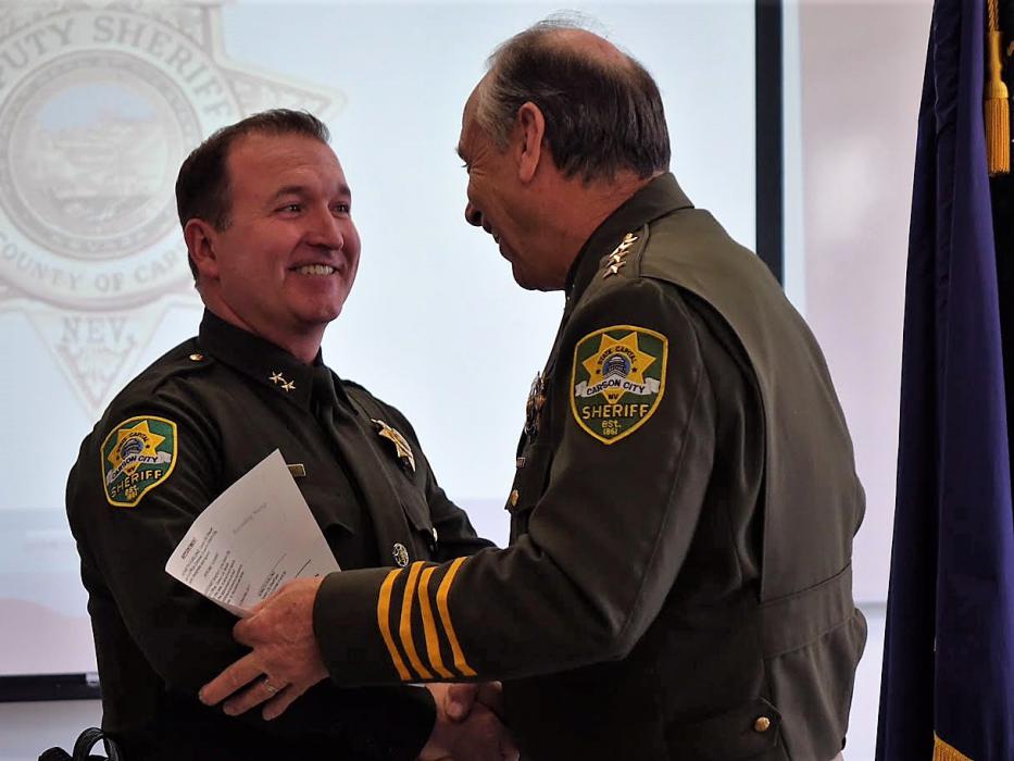 Sheriff Ken Furlong, right, with new CCSO Assistant Sheriff Jerome Tushbant.