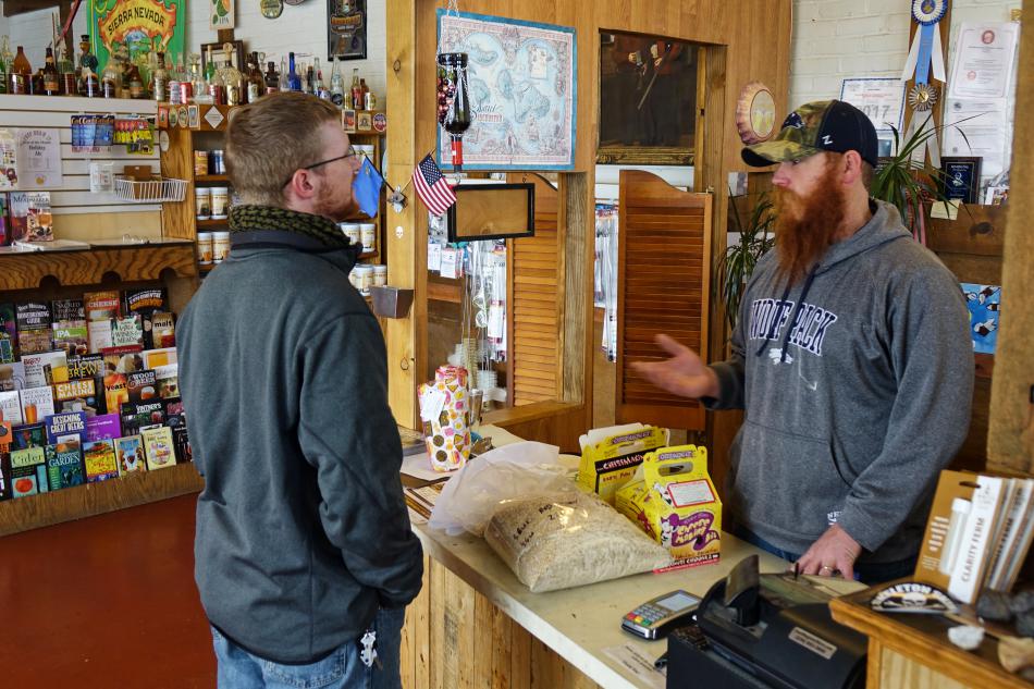 Left, Trevor Rotoli with home-brewer Ethan Fredsty