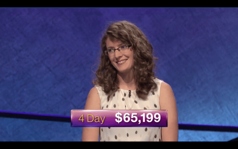Carson High School graduate Rachel Lindgren after winning a fourth time on "Jeopardy!"