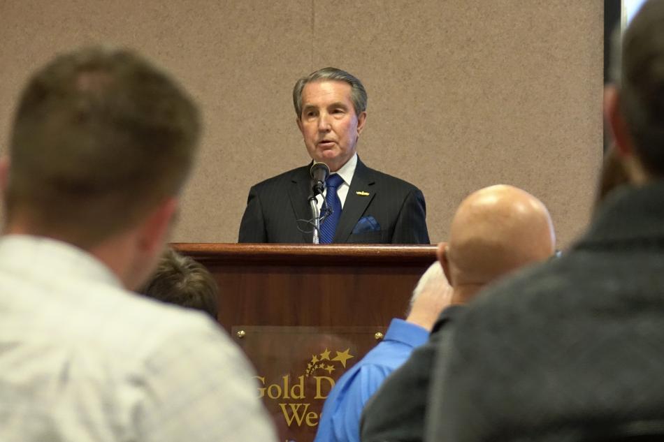 Carson City Mayor Bob Crowell presents Wednesday's State of the City address. Photos by Jim Gustafson
