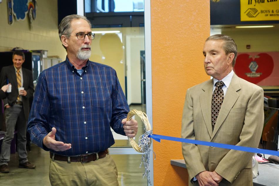 William Miles - President/CEO of Miles Construction, left, with Mayor Bob Crowell