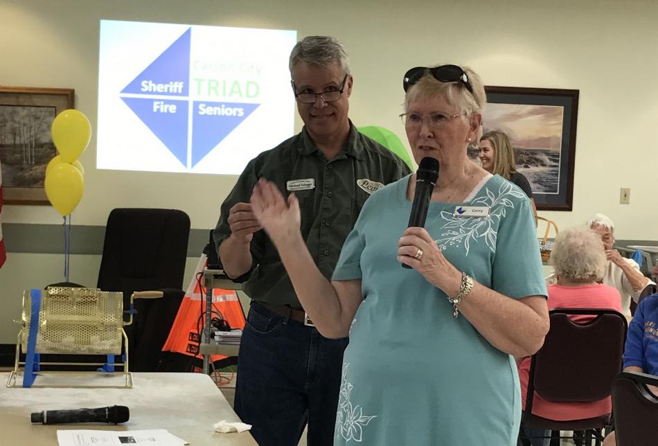Corry Steiner, chair of the Carson City Triad board of directors, speaks at the Carson City Senior Center.