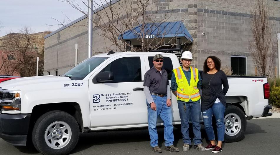 Bob Seymour, field superintendent, Arturo Ortiz and Tiandra Rushing, construction project assistant, of Briggs Electric.