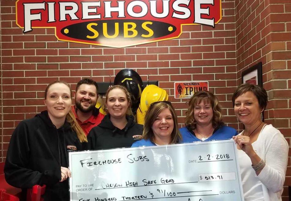 CHS Safe Grad receives $513.91 donation from FIrehouse Subs.