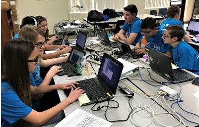 CHS NJROTC CyberPatriot teams competing.