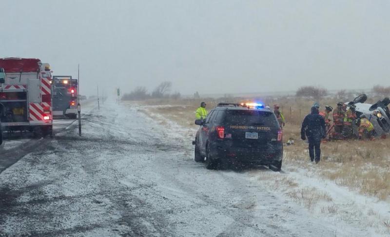 NHP responds to a single vehicle rollover Monday north of Carson City on I-580.