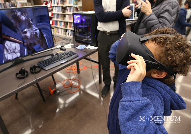 Christopher Giorgi, 8, checks out a VR educational program at the Carson City Library. Cathleen Allison, Nevada Momentum