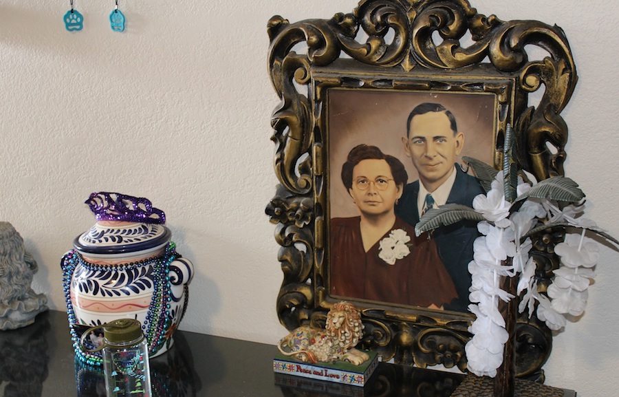 A portrait of Richard Dilley’s parents is featured prominently in his home.