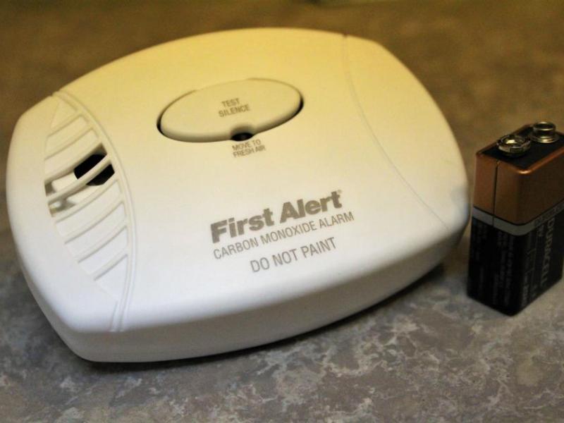 Photo by Brett Fisher. A carbon monoxide detector with fresh nine-volt battery.