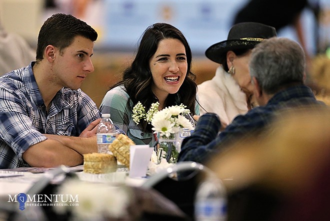 Conner Michitarian and Kaitlyn Barrett visit with other guests at Friday's WNC Foundation Scholarship Celebration.