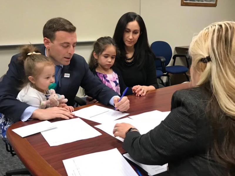 With his wife and children, Adam Laxalt made his candidacy for Governor official Tuesday. Photo: Adam Laxalt campaign.