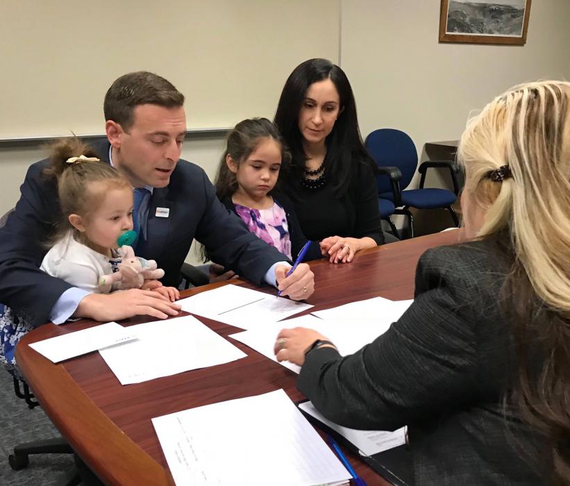 With his wife and children, Adam Laxalt made his candidacy for Governor official Tuesday. Photo: Adam Laxalt campaign.