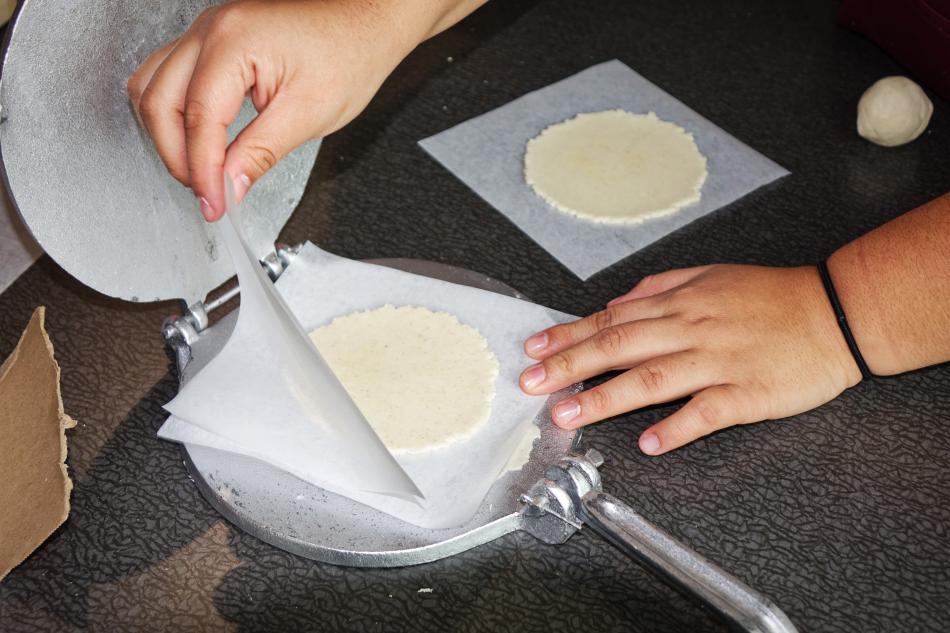 A freshly pressed tortilla