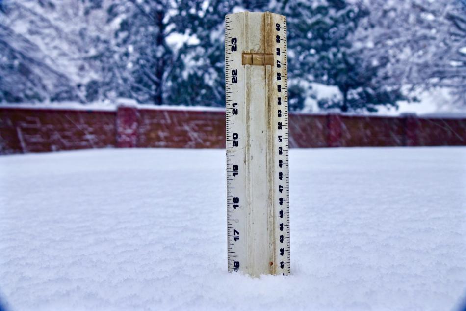 Photos by Jim Gustafson. More than a foot of snow is measured in northwest Carson City Friday morning.