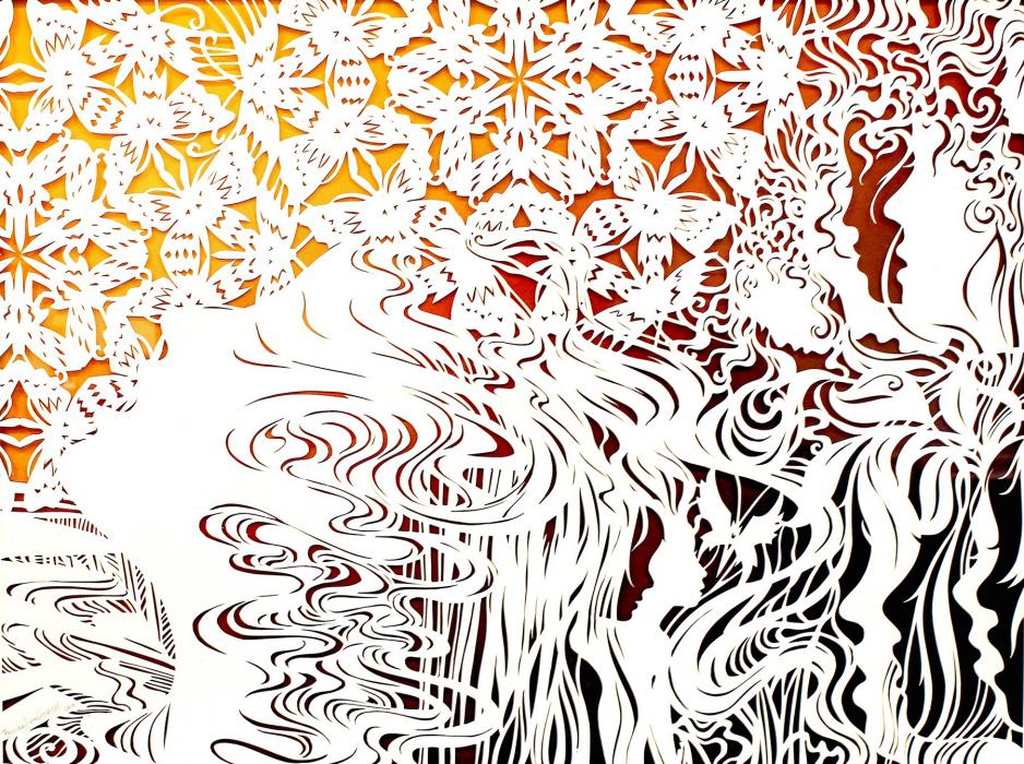 Voices Fallen Silent, cut paper and silverpoint acrylic paint, courtesy Bobbie Ann Howell