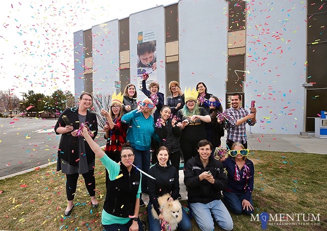 Photo by Cathleen Allison/Nevada Momentum. Staff celebrates Carson City Library as a top 14 national finalist.