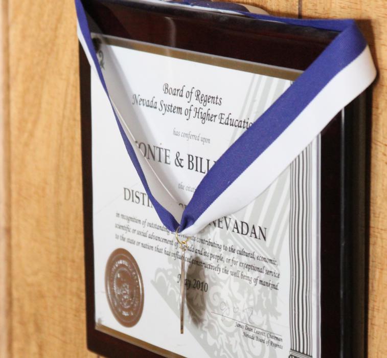 Monte Fast and his wife, Billie, were named Distinguished Nevadans by the Nevada System of Higher Education Board of Regents.