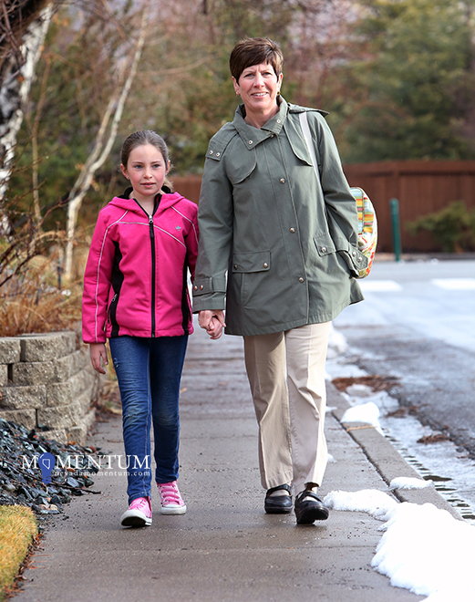 Abby Luis, 10, and her mom Kristen participate in the Nevada Moves Day, walking to Fritsch Elementary. Nevada Momentum photo