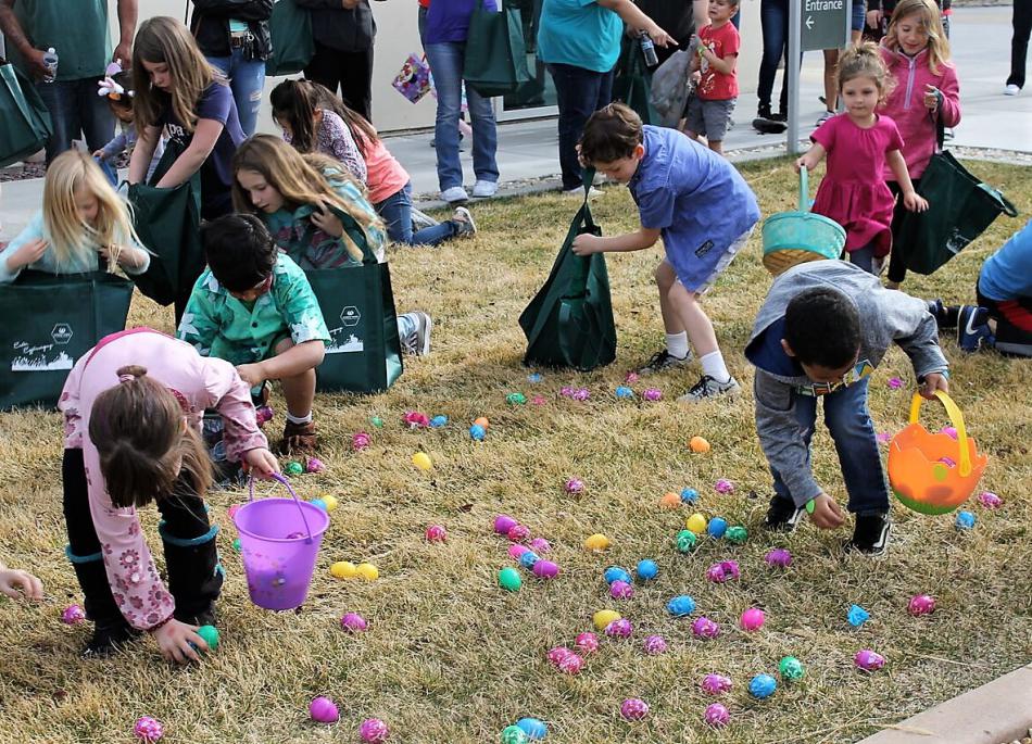 Photos courtesy Erin Meyering. Children gather Easter eggs on the Carson Tahoe Hospital campus Thursday.