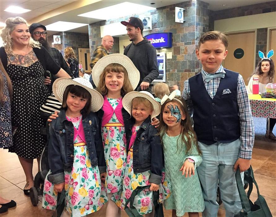 A family dressed up for Carson Tahoe's Easter Eggstravaganza.