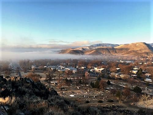 Fog rolls into Carson City early Sunday morning.