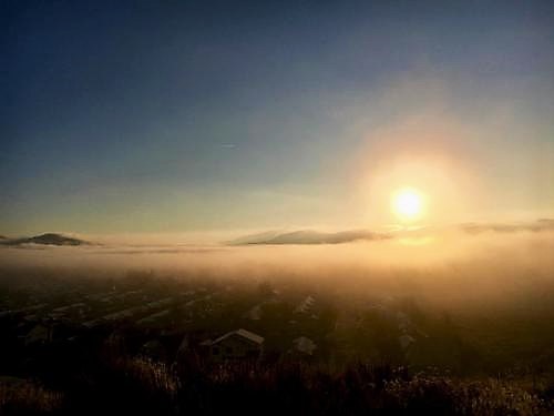 Fog rolls into Carson City early Sunday morning.