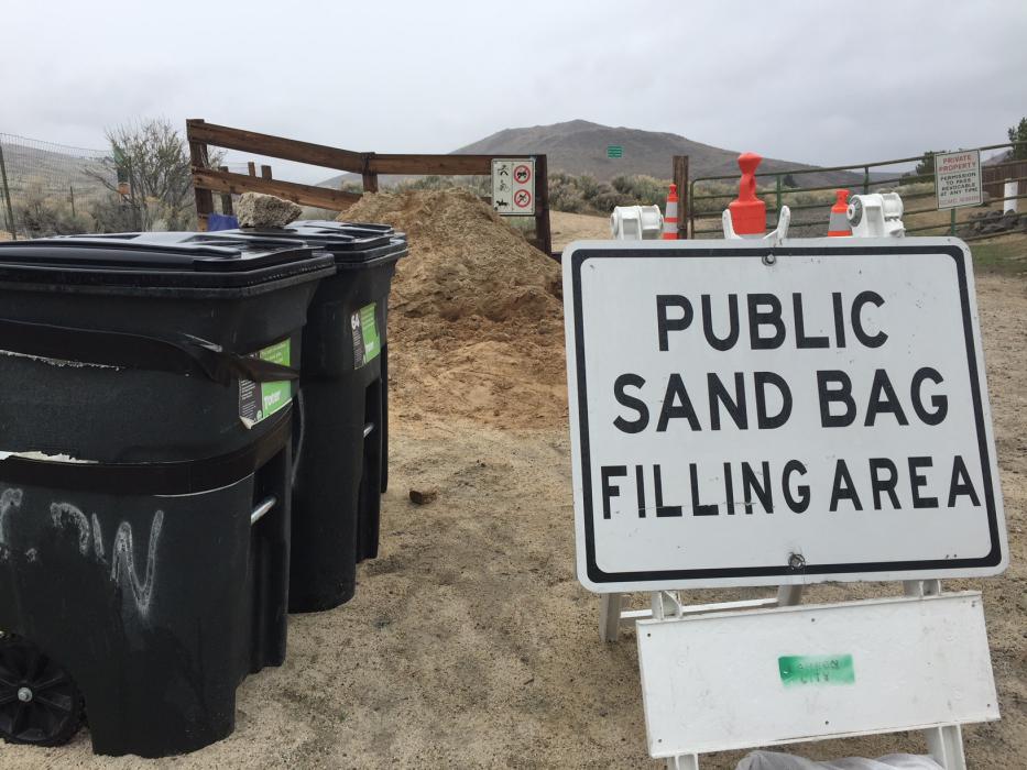 The sandbag station at Foothill Road at Winnie Lane in Carson City. See the video below. If you plan to fill, bring a shovel.