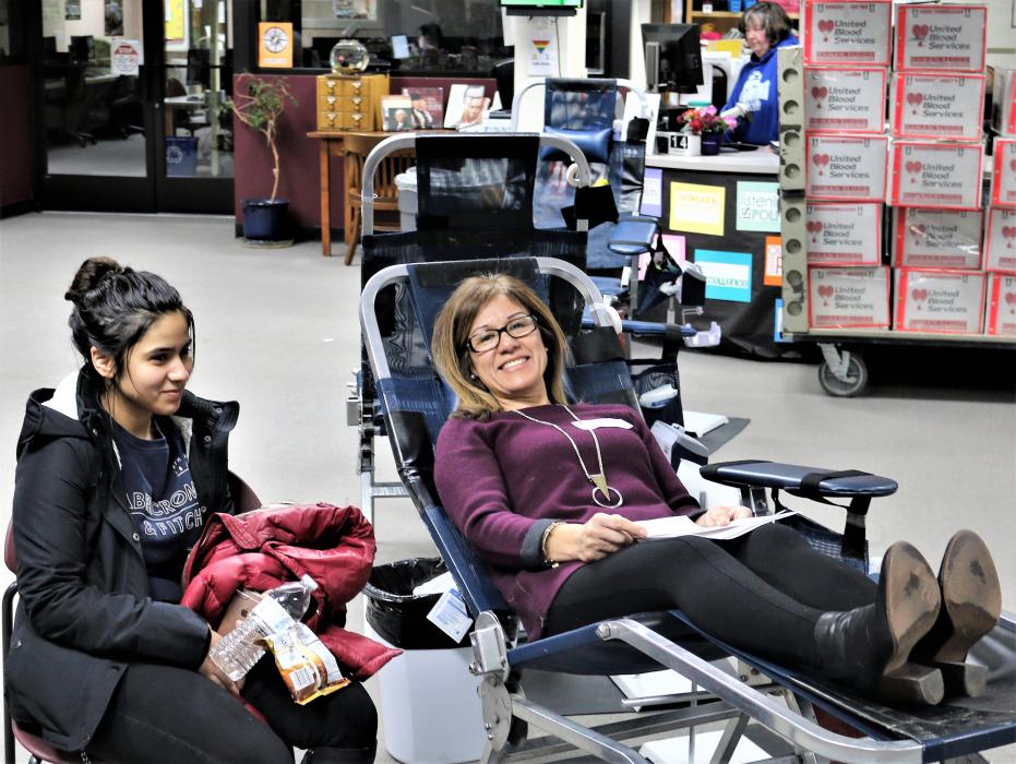 CHS Blood Drive donors NHS member Angela Ramirez with her mom Lupe Ramirez.