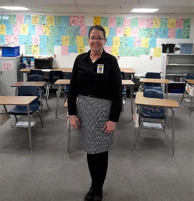 CHS staff winner of the Dress for Success Challenge, Mary Anne Weaver.