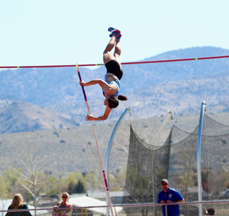 Reed High pole vaulter clears 13 feet.