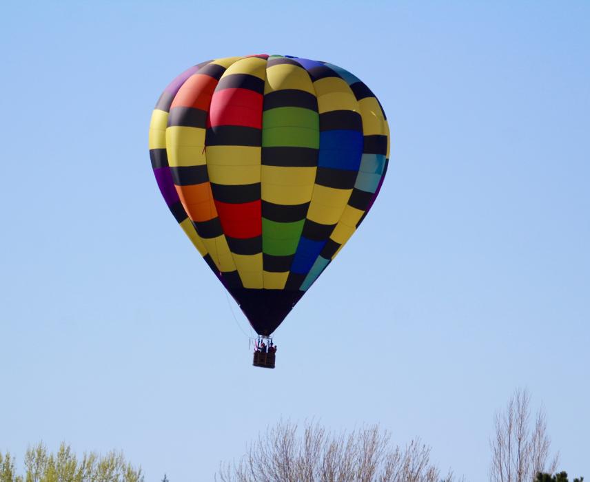 A hot air balloon visible from Saliman Road and Fairview Drive.