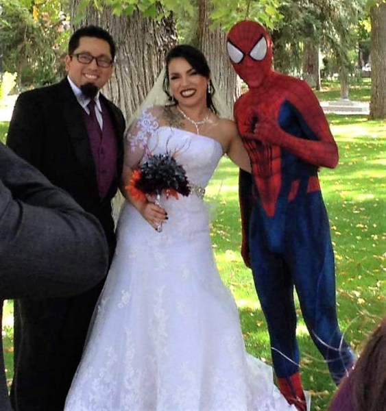 Spidey crashed my wedding photo session on Oct. 07, 2017.