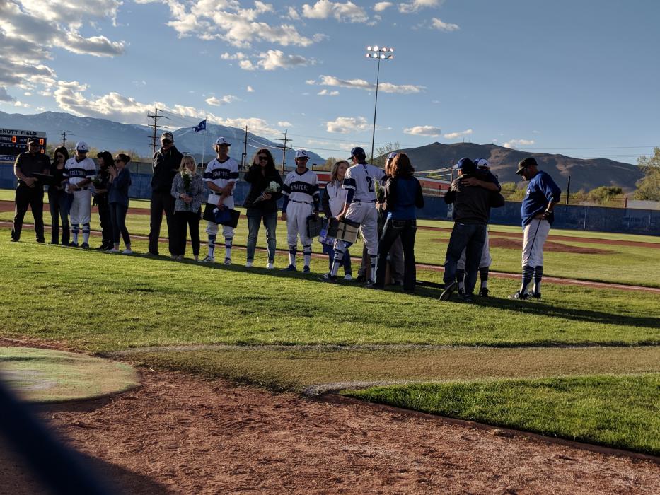 Carson High seniors line-up during the ceremony.