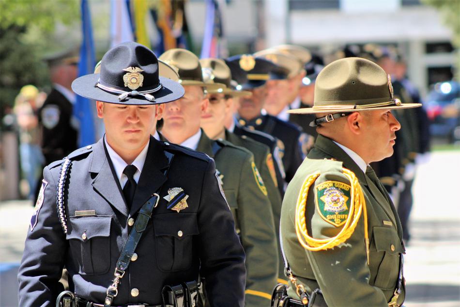 Honor guard members from Carson City Sheriff's Office and Nevada Highway Patrol.