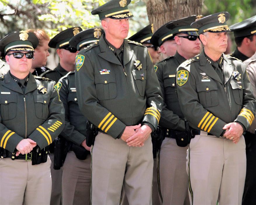 Carson City Sheriff Ken Furlong (right) and Undersheriff Ken Sandage lead their deputies.