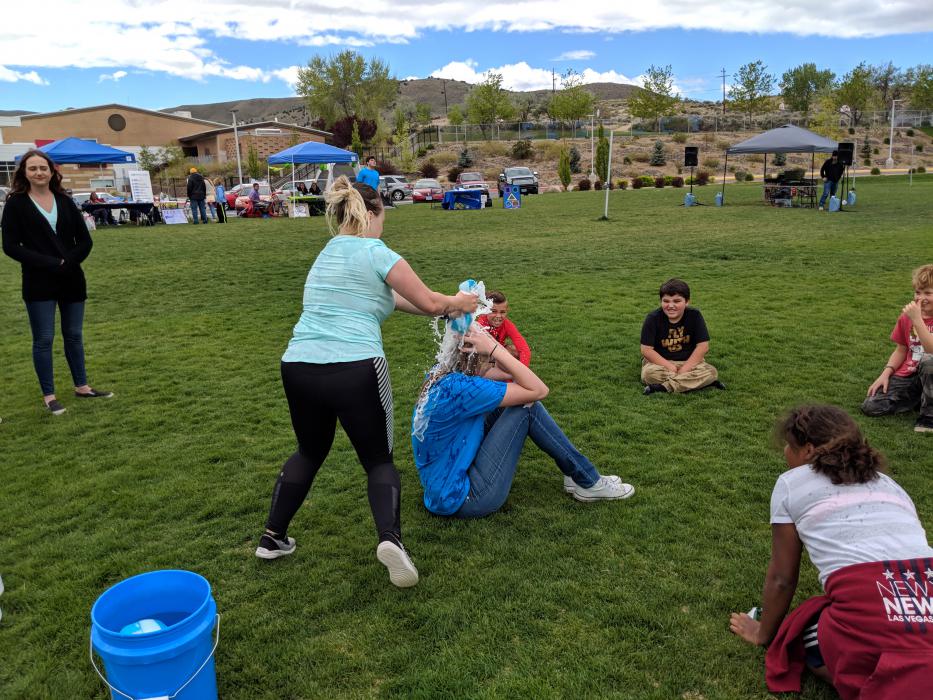 Dribble dribble drench was a popular game at EVMS.