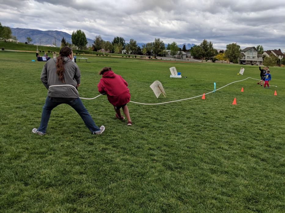 Kids and adults went head-to-head in a game of tug-of-war.