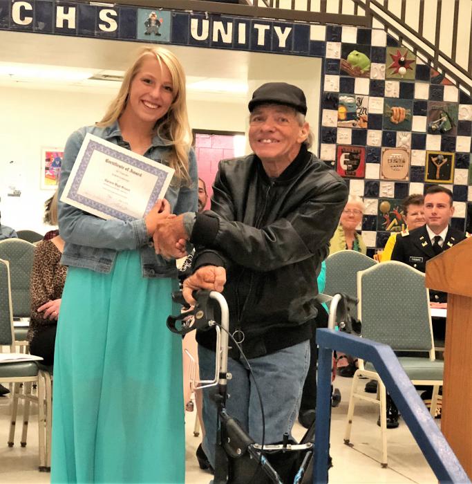 Kamille Soderstrom (left) earned the Glenn Lucky (right) Inspirational Scholarship.