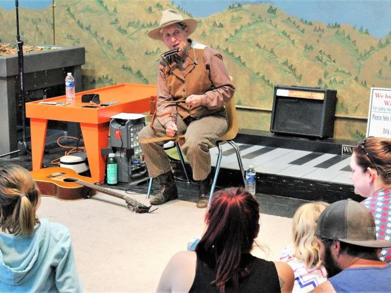 Photos by Brett Fisher. Purly Gates entertains the audience Sunday at the Children's Museum of Northern Nevada.