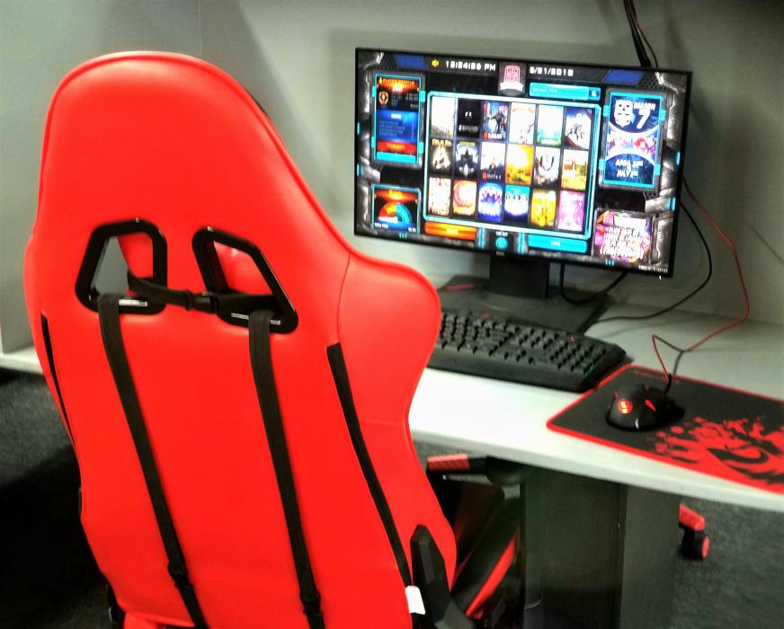 A computer gaming console at Bulldog Cyber Cafe.