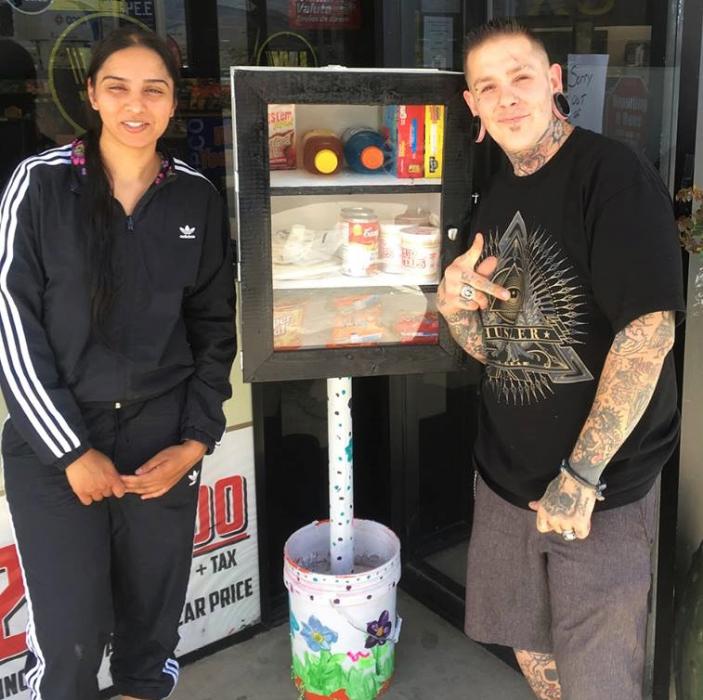 Photo courtesy Grant Denton. The Karma Box at U.S. Highway 50 and Lompa Ln filled with need items.