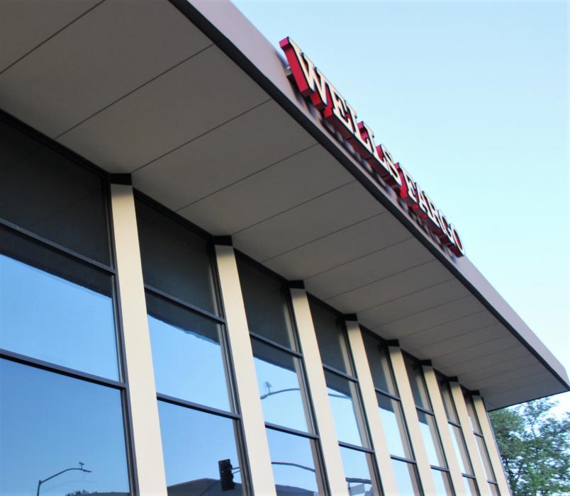 Photo by Brett Fisher. Wells Fargo Bank fronting N. Stewart Street.