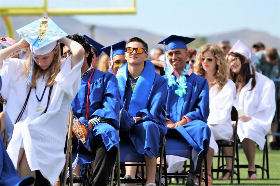 CHS seniors wait to go on stage and receive their diplomas.