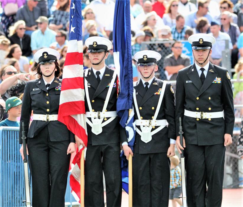 CHS NJROTC Color Guard opens the graduation ceremony Saturday.