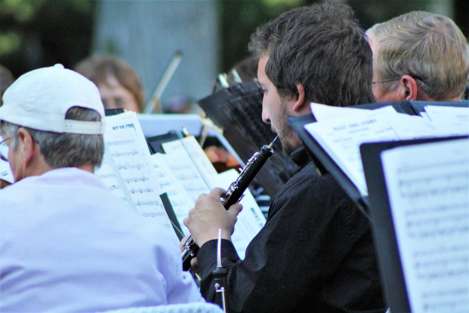 An oboe player.