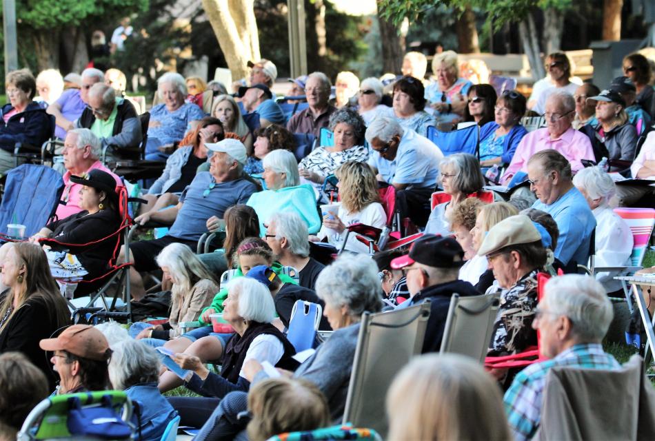 Guests on the lawn surrounding the Capital Amphitheater.